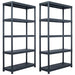 Storage Shelf Racks 2 Pcs Black 250 Kg 80x40x180 Cm Plastic