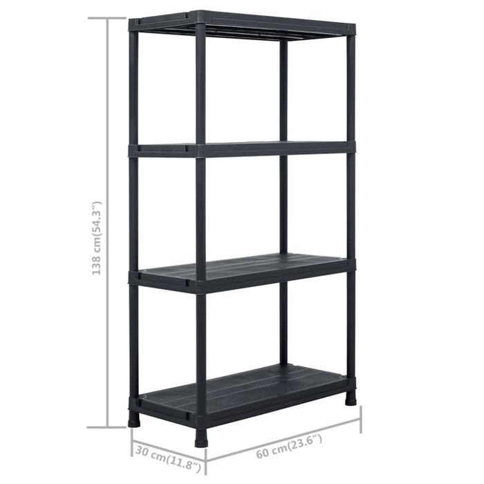 Storage Shelf Racks 2 Pcs Black 60x30x138 Cm Plastic Xilxpo