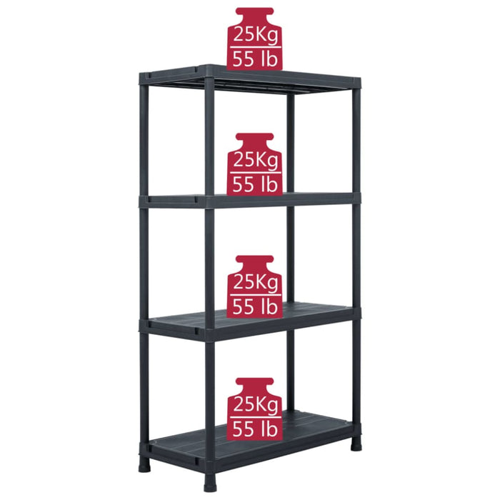 Storage Shelf Racks 2 Pcs Black 60x30x138 Cm Plastic Xilxpo