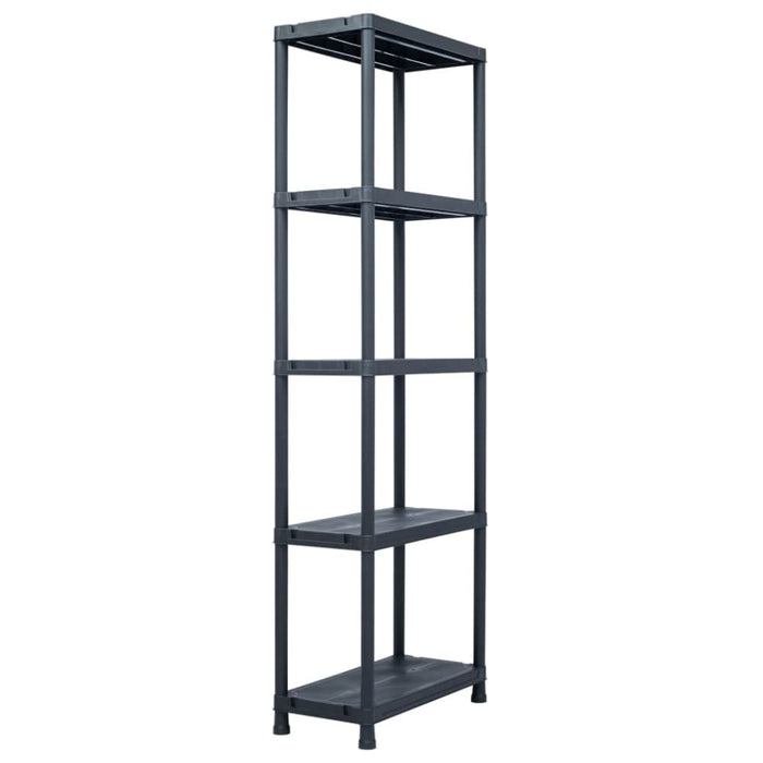 Storage Shelf Racks 5 Pcs Black 125 Kg 60x30x180 Cm Plastic