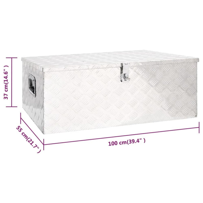 Storage Box Silver 100x55x37 Cm Aluminium Opxxpl