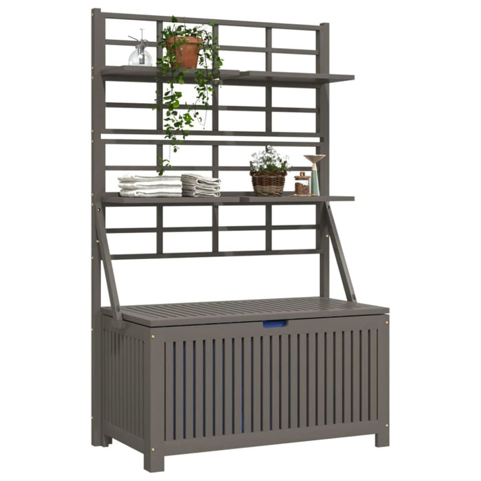 Storage Box with Trellis Grey 99x50x160 Cm Solid Wood