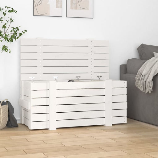 Storage Box White 91x40.5x42 Cm Solid Wood Pine Nxakkk