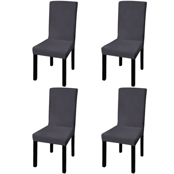 Straight Stretchable Chair Cover 4 Pcs Anthracite Otoaxp