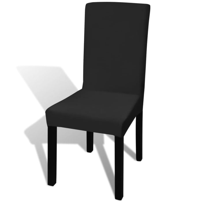 Straight Stretchable Chair Cover 4 Pcs Black Otoaok
