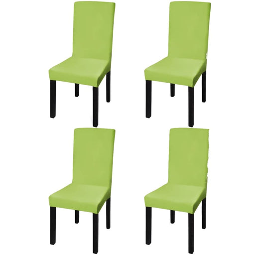 Straight Stretchable Chair Cover 4 Pcs Green Otoaxi