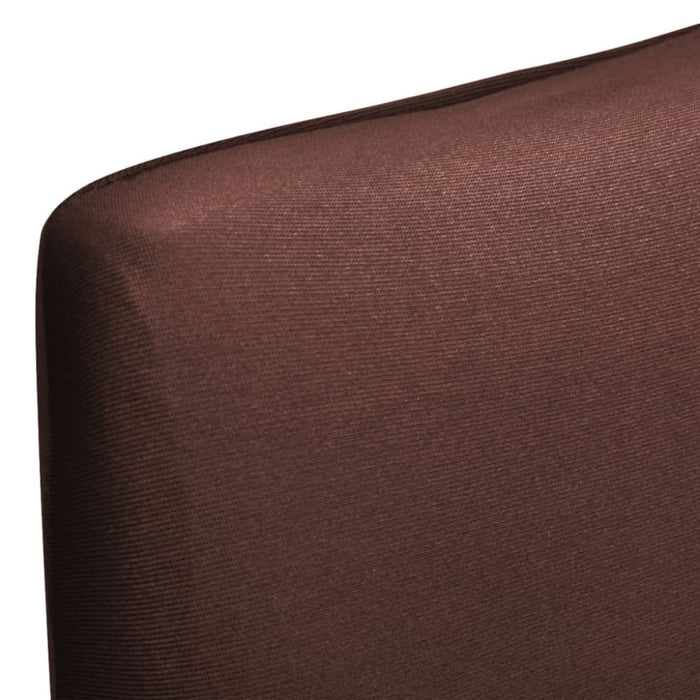 Straight Stretchable Chair Cover 6 Pcs Brown Otoaxt
