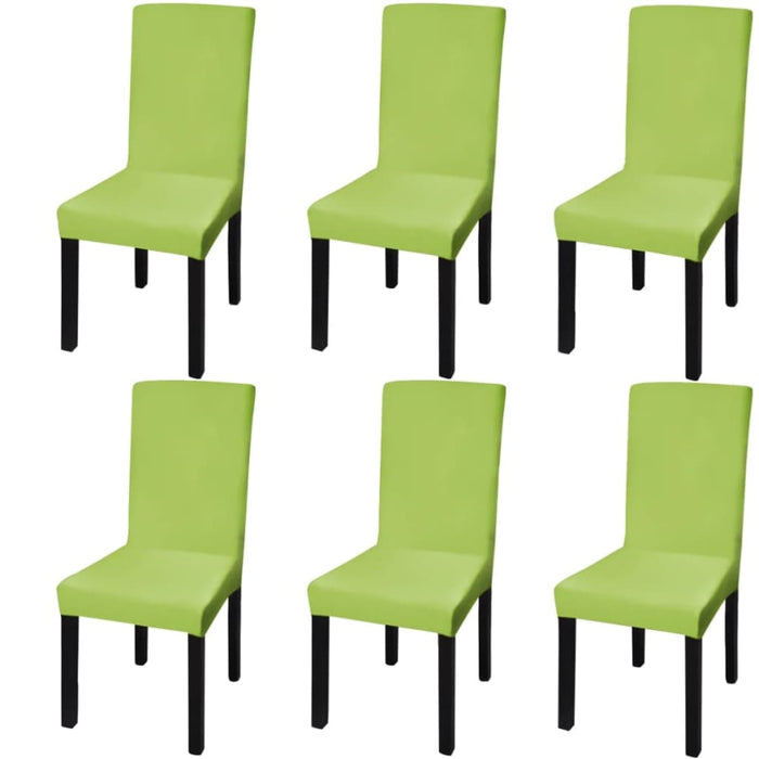Straight Stretchable Chair Cover 6 Pcs Green Otoaxa