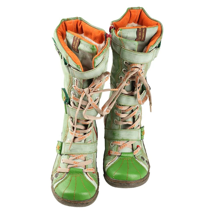 Strape-accent Washed Pu Leather Flat Winter Warmth Womens