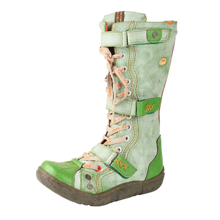 Strape-accent Washed Pu Leather Flat Winter Warmth Womens