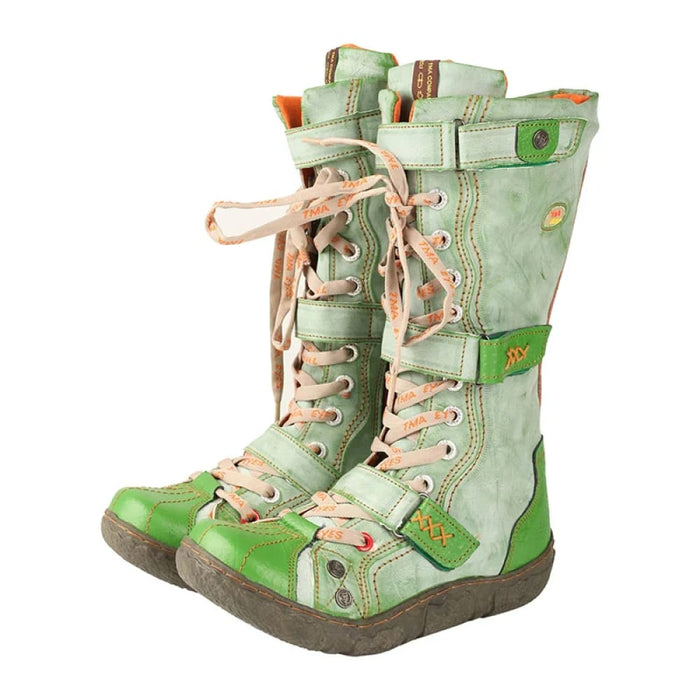 Strape-accent Washed Pu Leather Flat Winter Warmth Womens