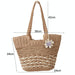 Straw Shoulder Hollow Wave Large Capacity Tote Bag