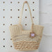 Straw Shoulder Hollow Wave Large Capacity Tote Bag