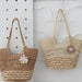 Straw Shoulder Hollow Wave Large Capacity Tote Bag