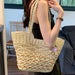 Straw Shoulder Hollow Wave Large Capacity Tote Bag