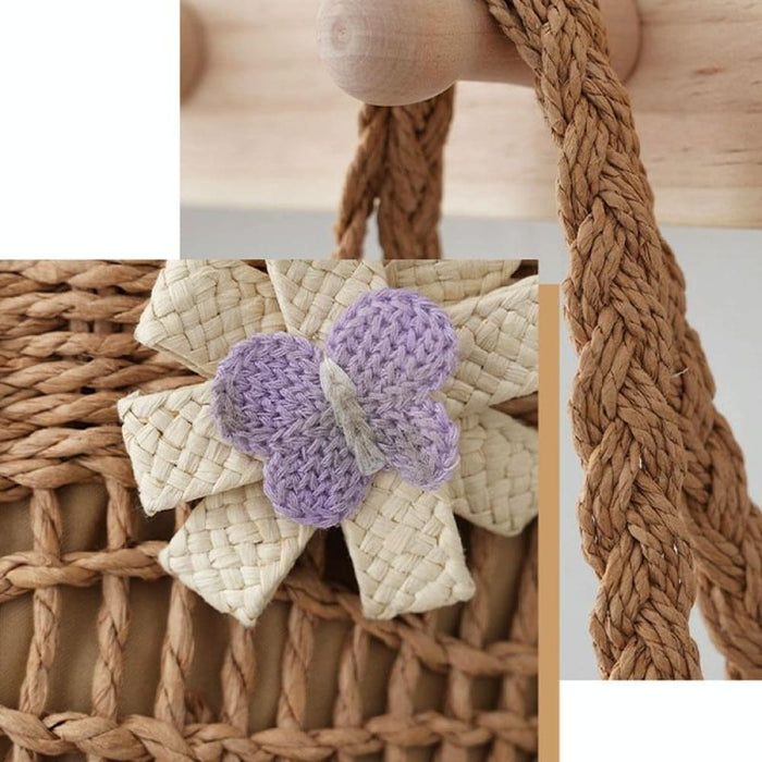 Straw Shoulder Hollow Wave Large Capacity Tote Bag