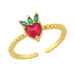 Strawberry Fruit Finger Ring Cz Colour Zircon Korean Cute