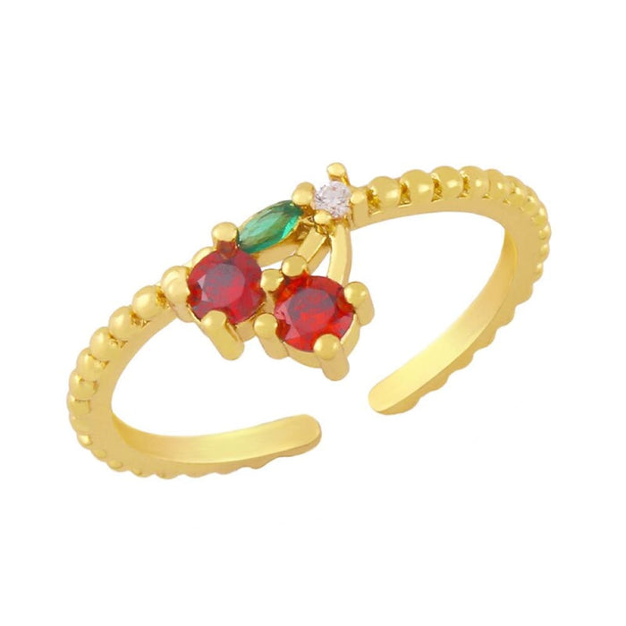 Strawberry Fruit Finger Ring Cz Colour Zircon Korean Cute
