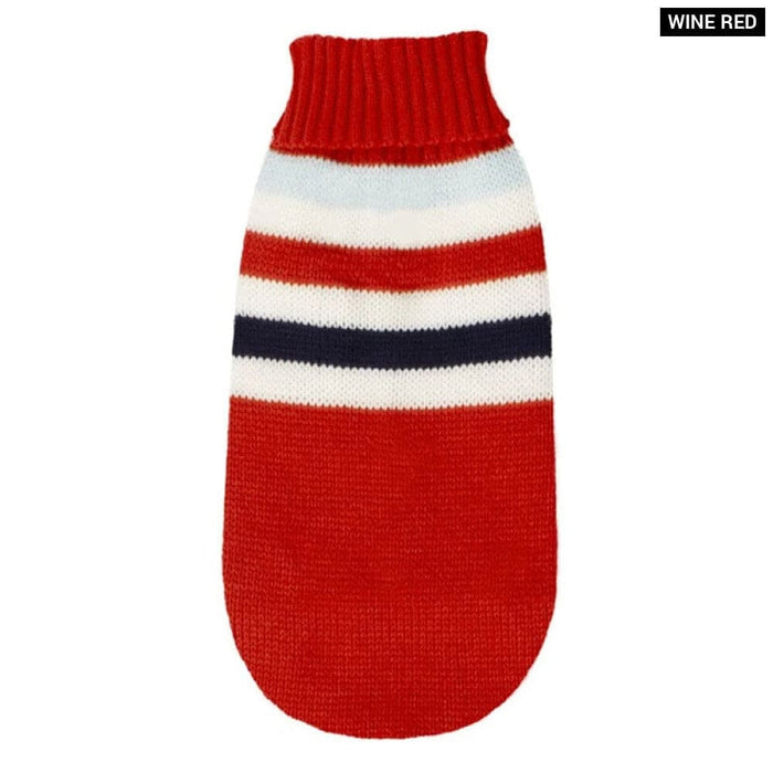 Striped Dog Sweater Warm Knitwear