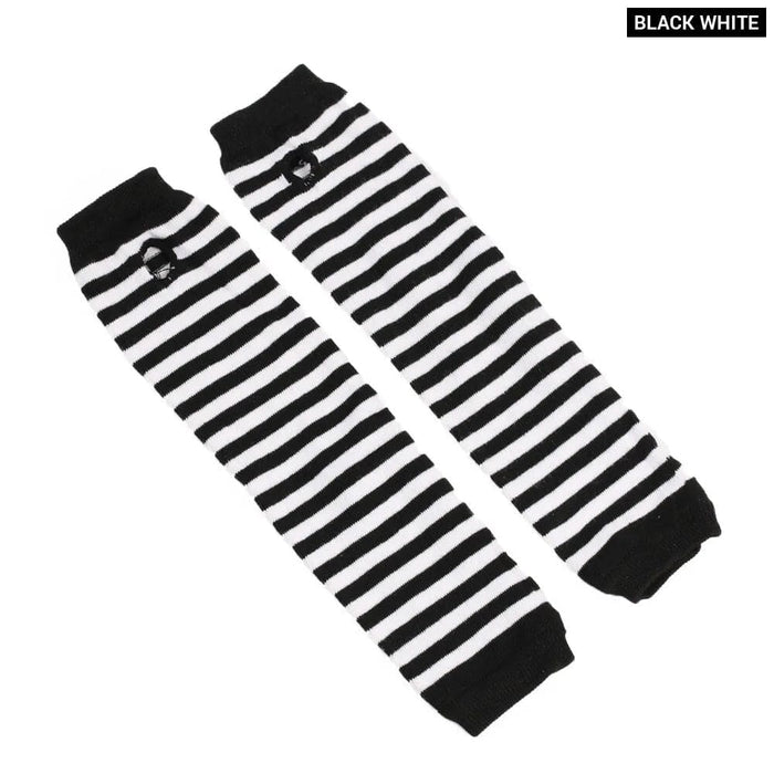 Striped Fingerless Gloves For Warm Arms