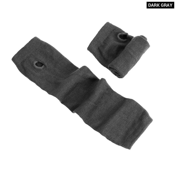 Striped Knit Fingerless Gloves For Winter