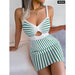 Striped Knit Spaghetti Strap Dress for Women