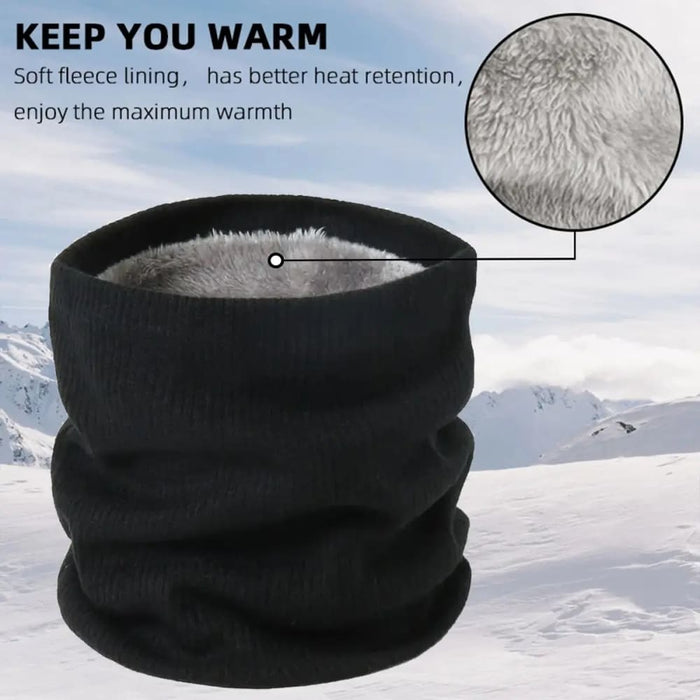 Striped Winter Scarf with Plush Snood for Men and Women