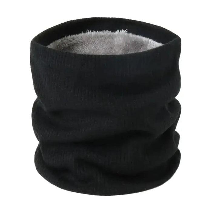 Striped Winter Scarf with Plush Snood for Men and Women