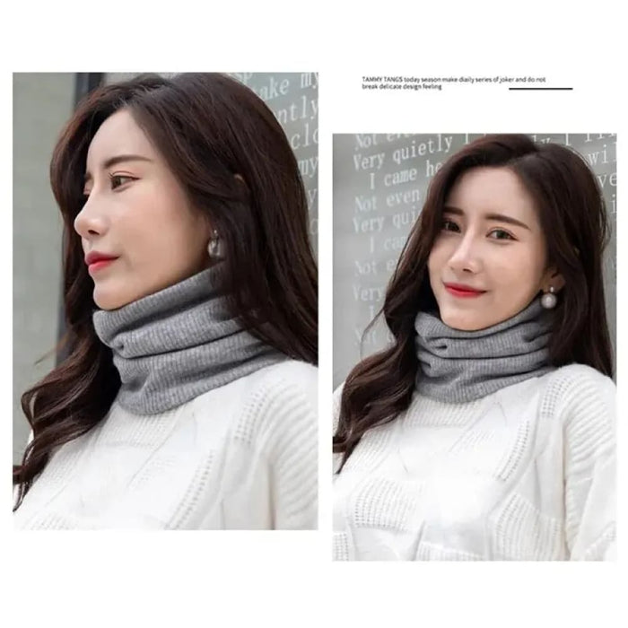 Striped Winter Scarf with Plush Snood for Men and Women