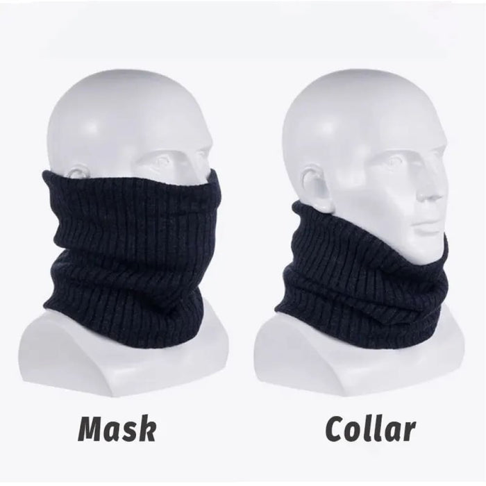 Striped Winter Scarf with Plush Snood for Men and Women