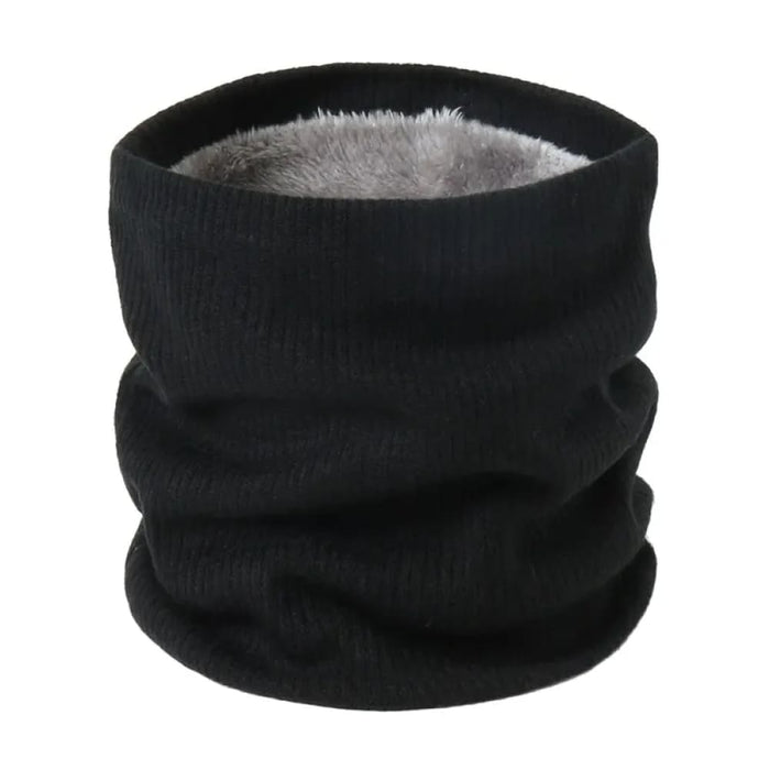 Striped Winter Scarf with Plush Snood for Men and Women