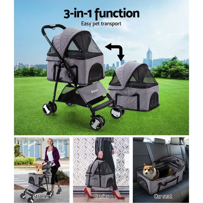 I.pet Pet Stroller Dog Carrier Foldable Pram 3 in 1 Middle