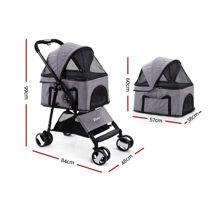 I.pet Pet Stroller Dog Carrier Foldable Pram 3 in 1 Middle