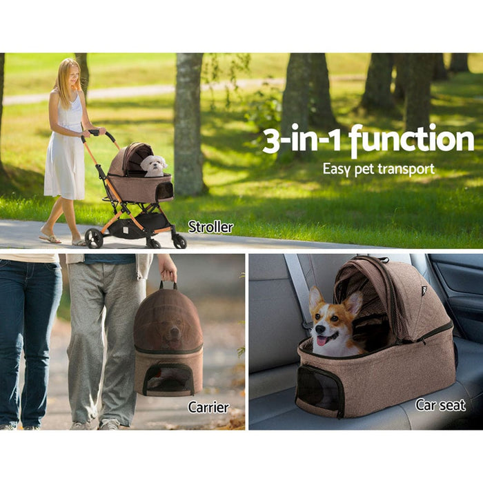 Pet Stroller Dog Pram Large Cat Carrier Travel Pushchair