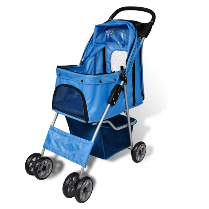 Pet Stroller Travel Carrier Blue Folding Oibbpl