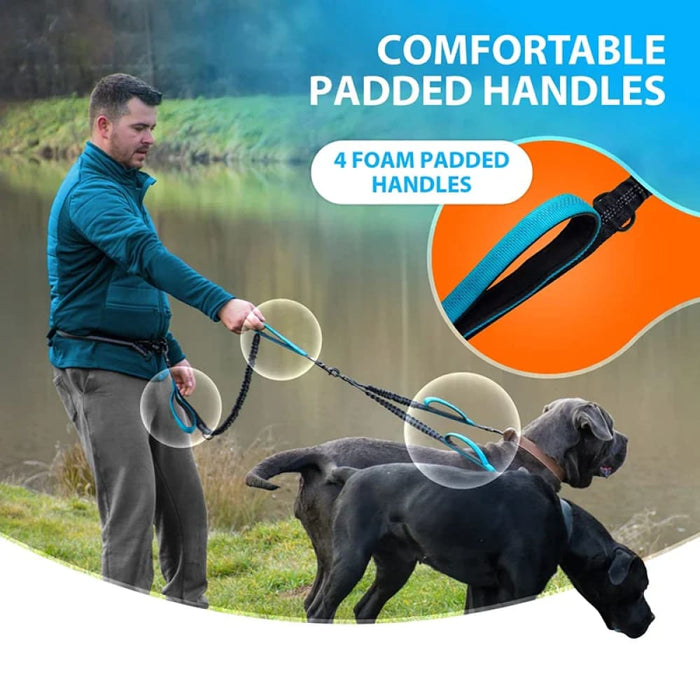 Strong Hands Free Double Dog Leash Reflective