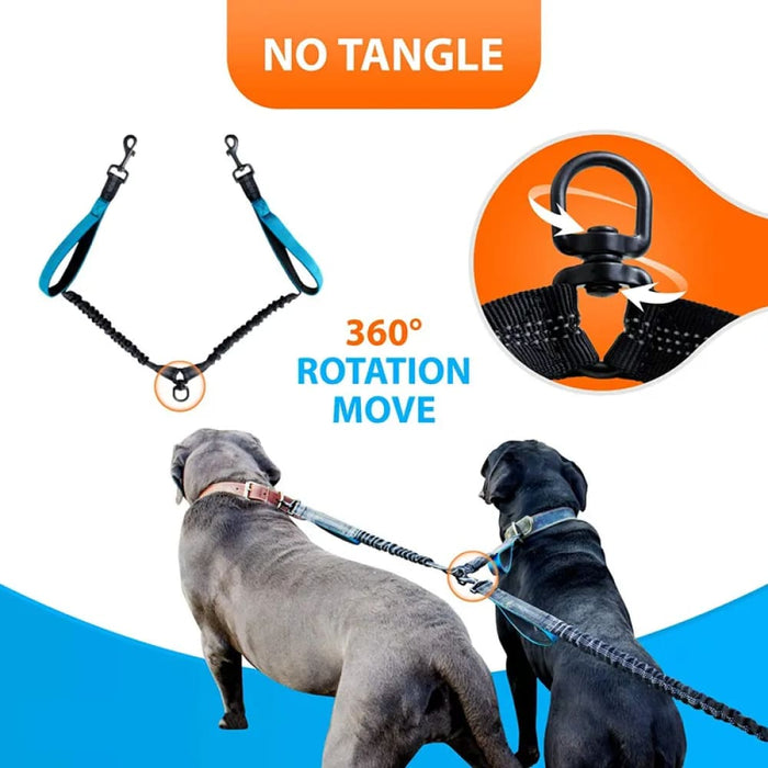 Strong Hands Free Double Dog Leash Reflective