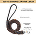 Strong Leather Dog Leash Durable Cowhide Braided Pet Lead