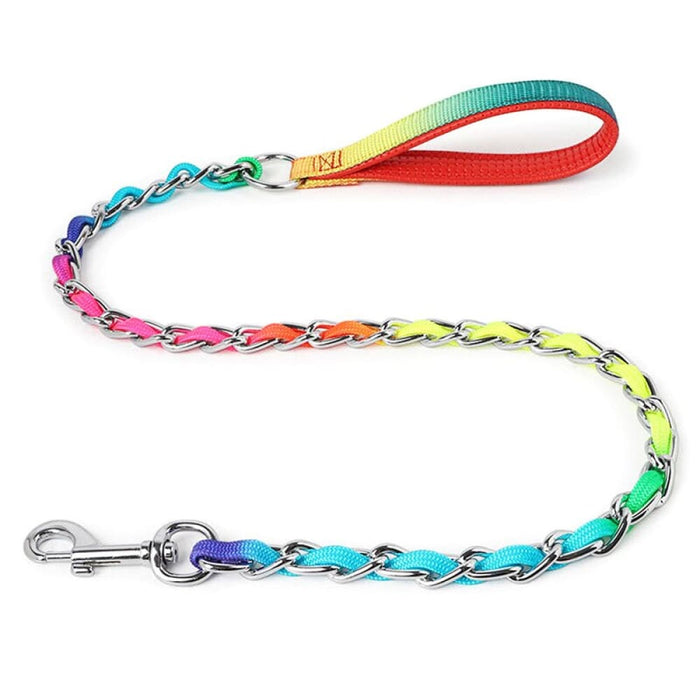 Sturdy Stainless Steel Metal Chain Dog Collar Lead Set