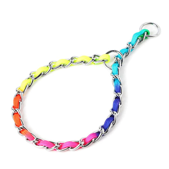 Sturdy Stainless Steel Metal Chain Dog Collar Lead Set