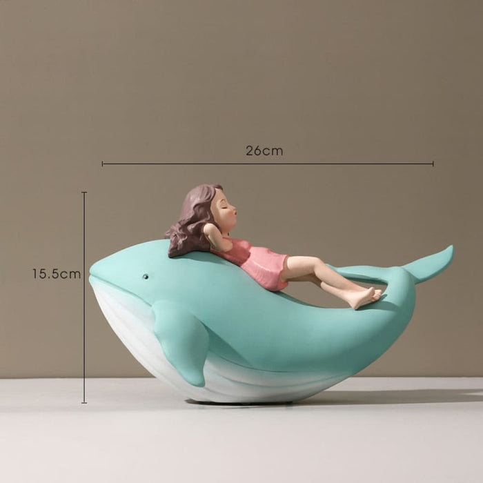 Style Whale Girl Statue Resin Figurines for Interior Home