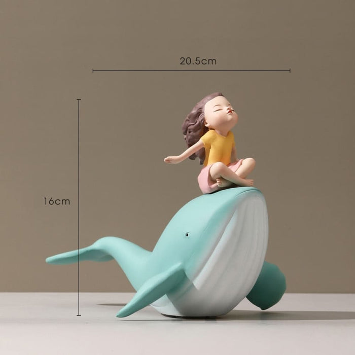Style Whale Girl Statue Resin Figurines for Interior Home