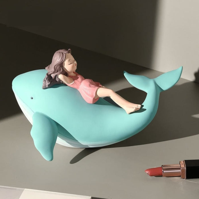 Style Whale Girl Statue Resin Figurines For Interior Home