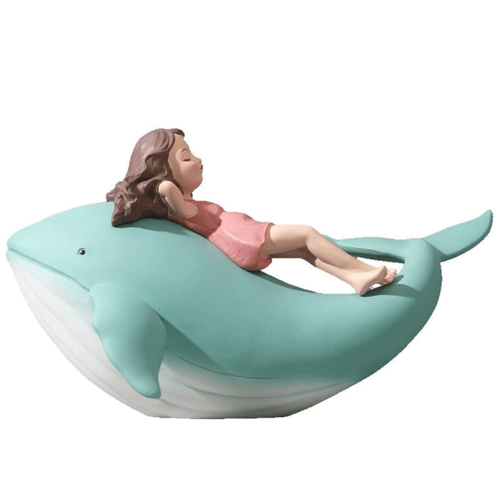 Style Whale Girl Statue Resin Figurines for Interior Home