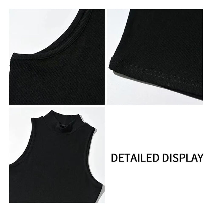 Stylish Black High Neck Crop Top for Women Breathable