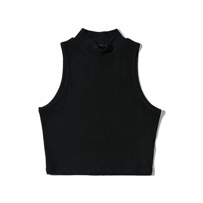 Stylish Black High Neck Crop Top for Women Breathable