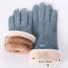 Stylish Furry Winter Gloves for Women Full Finger Mittens