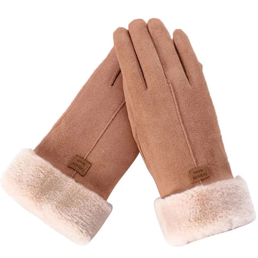 Stylish Furry Winter Gloves for Women Full Finger Mittens