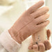 Stylish Furry Winter Gloves for Women Full Finger Mittens