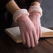 Stylish Furry Winter Gloves for Women Full Finger Mittens